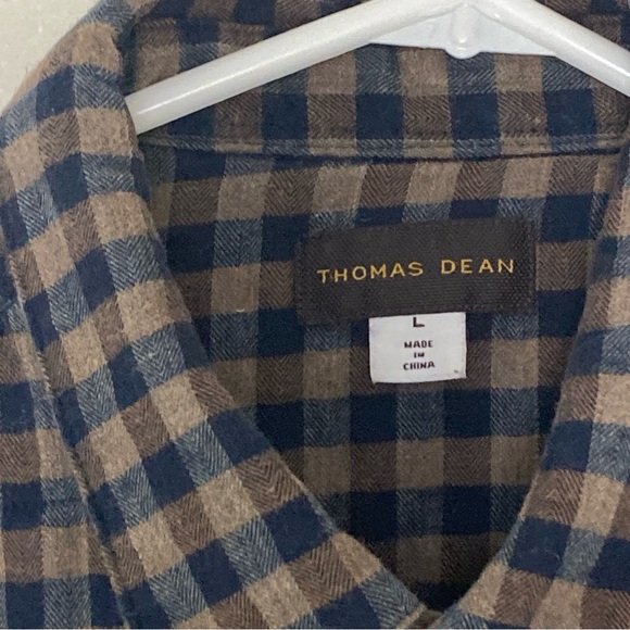 Thomas Dean Mens Padded Plaid Shirt Jacket Navy Front Button Closure - Picture 15 of 15